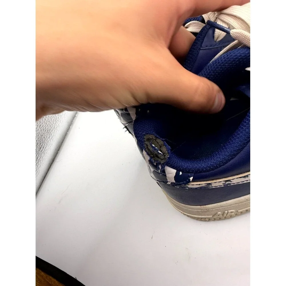 Nike Air Force 1 LV8 GS Kids 4.5 Sneaker Splatter Swoosh Blue Void Leather Shoes